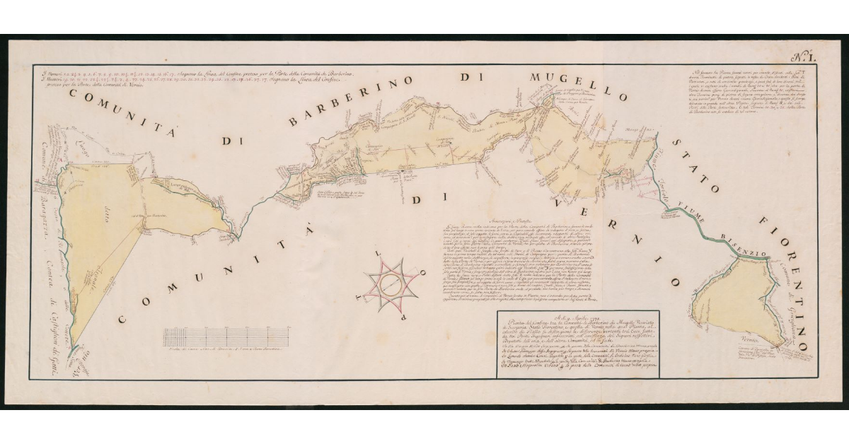 Piante del Confine tra la comunità di Barberino di Mugello Vicariato di Scarperia Stato Fiorentino e quella di Vernio [...]