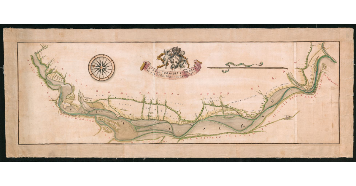 Pianta del corso del fiume Serchio lungo il territorio di Barga fatta il MDCCVII