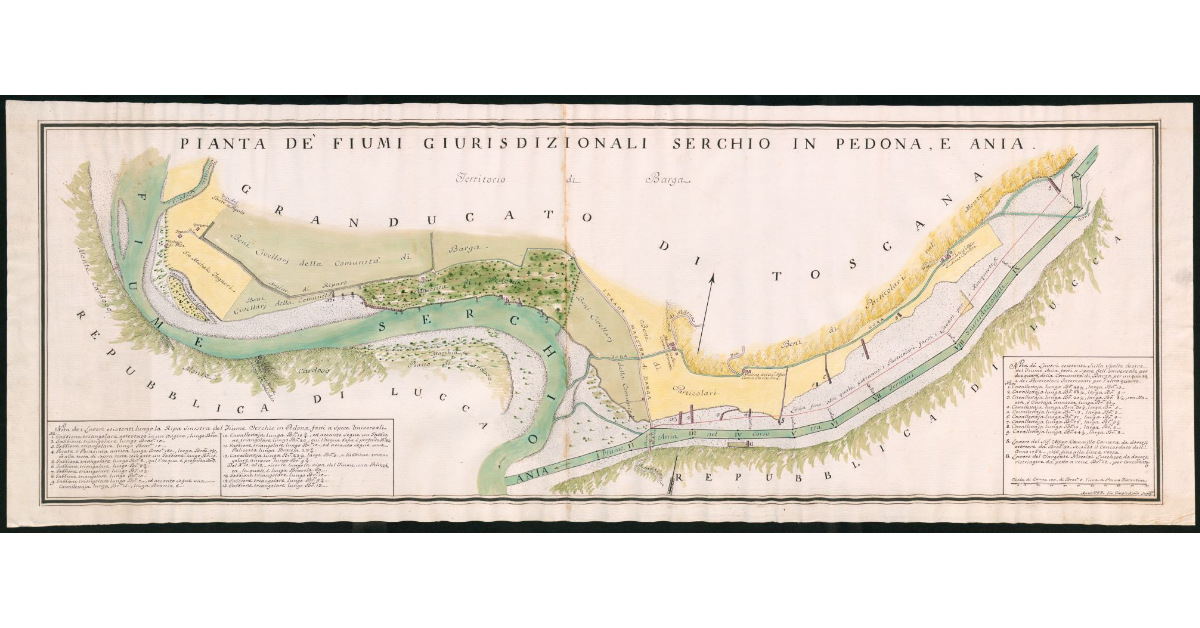 Pianta de’ fiumi giurisdizionali Serchio in Pedona, e Ania