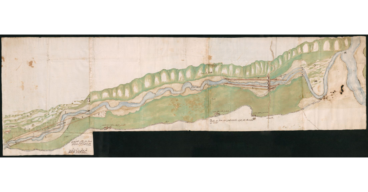 [Pianta dei fiumi Serchio e Ania al confine tra Barga e Gallicano e Coreglia]