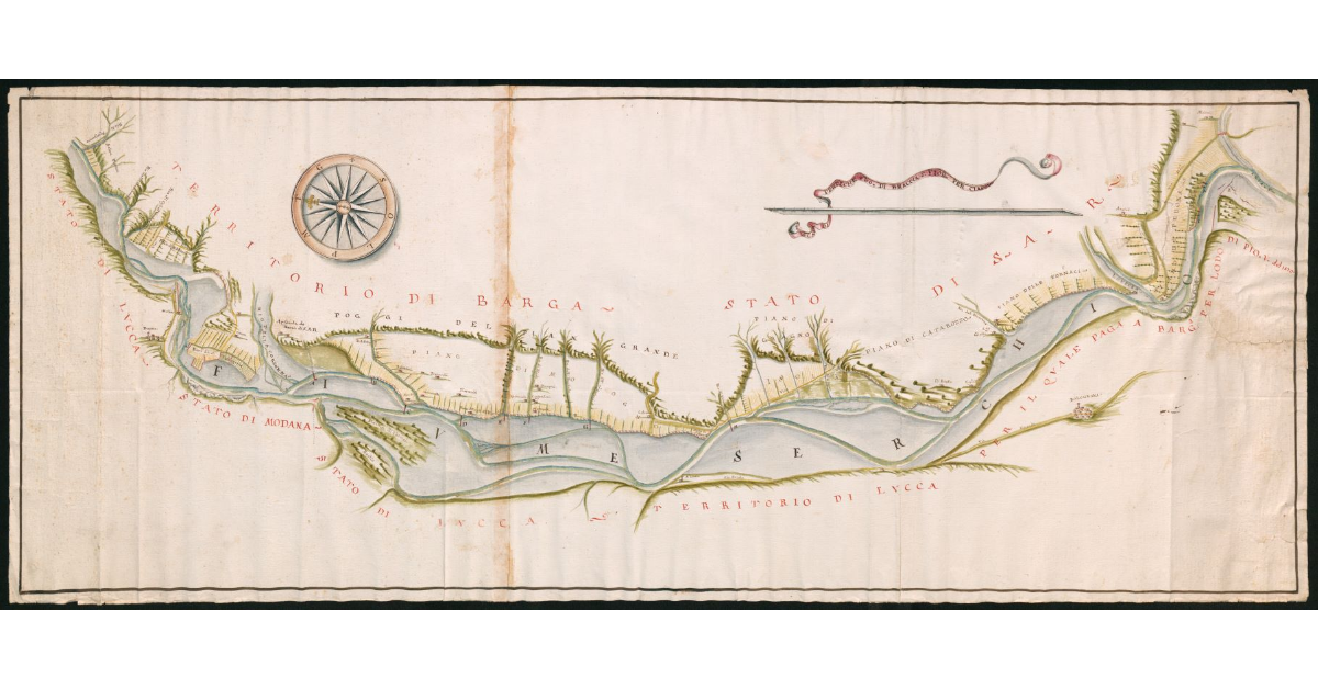 [Pianta del fiume Serchio ala confine fra Barga, Gallicano e Bolognano di Lucca]