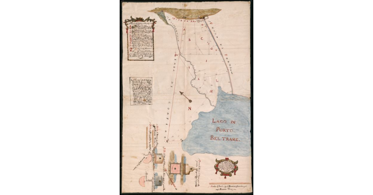 Pianta de' terreni che sono dentro del confine Giurisdizionale e la Fossa di Porta