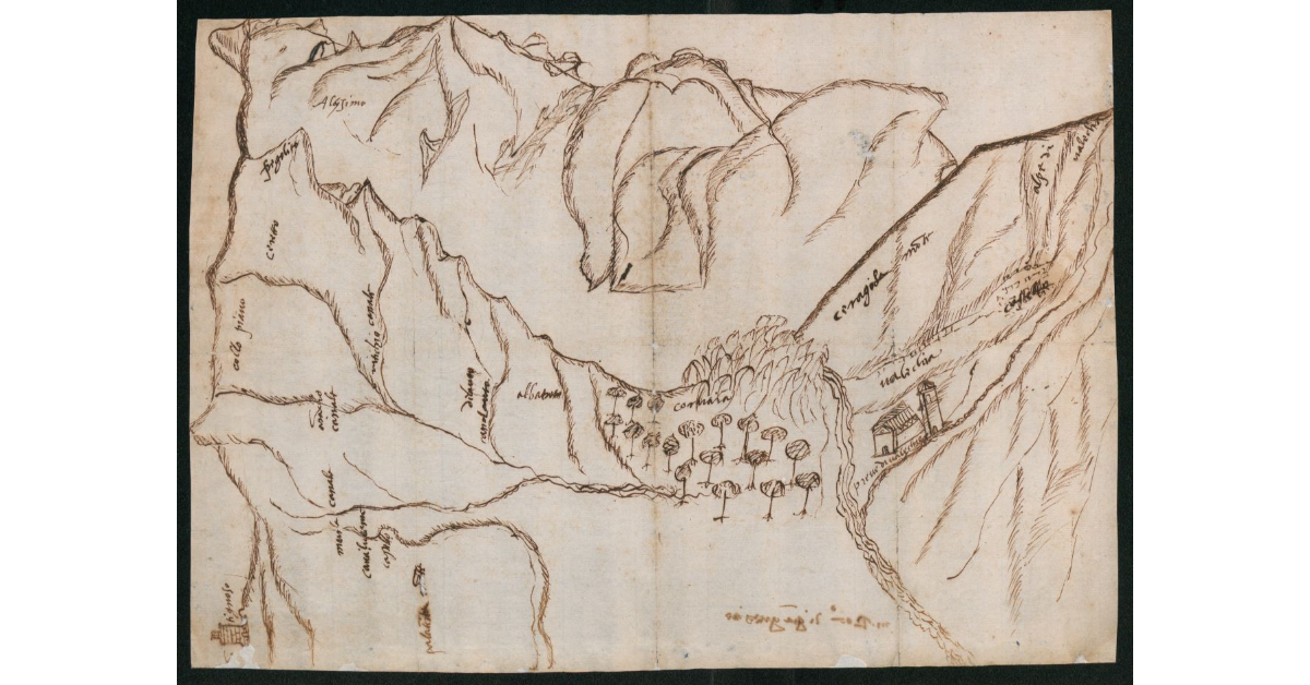 [Disegno del territorio che si estende fra Montignoso e Vallecchia]