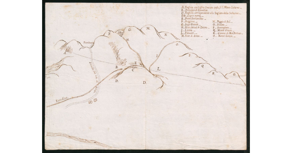 [Copia della Pianta fatta dai Ministri del Sig. Duca di Parma sopra gl'affari de' Confini controversi della Valle di Zeri con quelli del Borgo di Val di Taro]