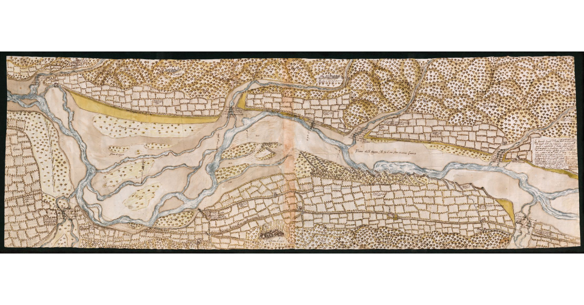 [Pianta realizzata in occasione di alcuni ripari fatti da quelli di Mulazzo sul fiume Magra, contro i quali ricorsero quelli di Filattiera]