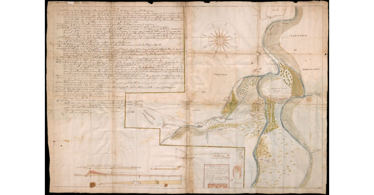 [Pianta del fiume Teverone per le differenze di confini vertenti fra Terrarossa e Aulla]