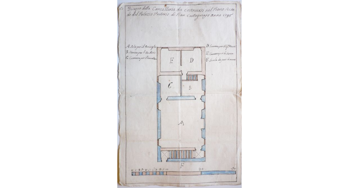 Disegno della Cancelleria da costruirsi nel Piano secondo del Palazzo Pretorio di Pian Castagnajo