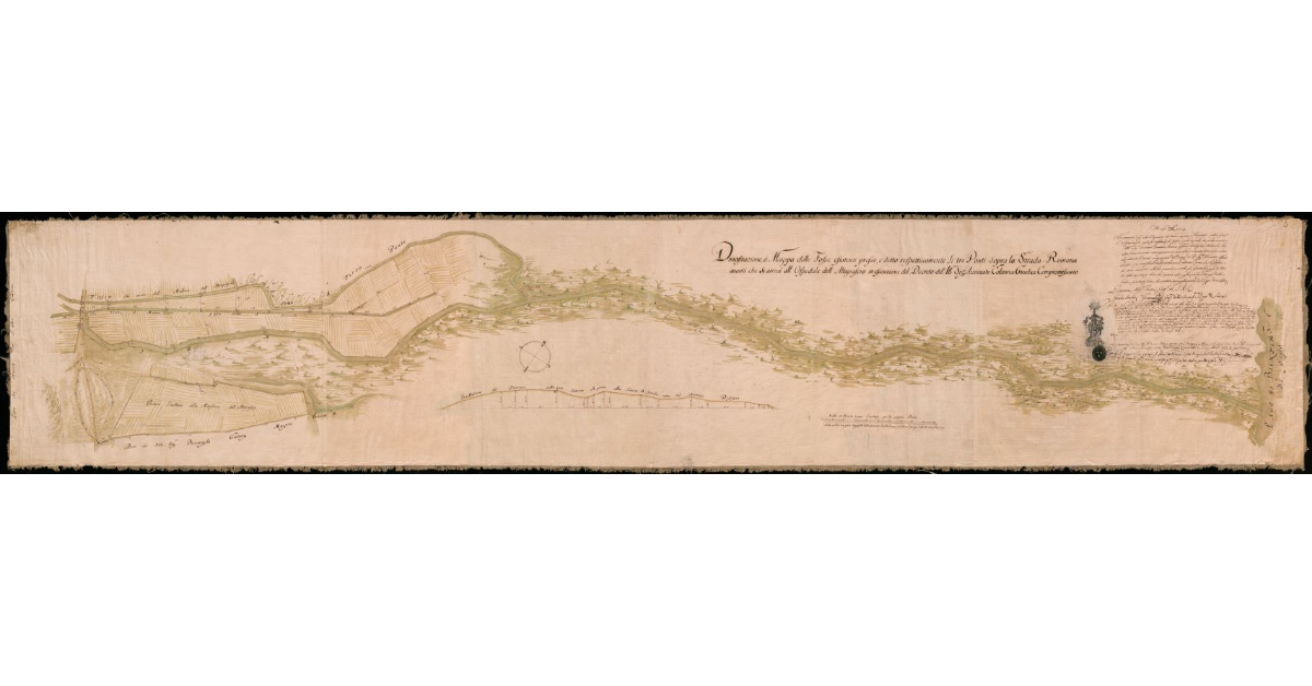 Dimostrazione, o Mappa delle Fosse esistenti presso, e sotto respettivamente li tre Ponti sopra la Strada Romana avanti che si arrivi all’Ospedale dell’Altopascio in esecuzione del Decreto dell’Ill.mo Sig. Avvocato Colonna Giudice Compromissario
