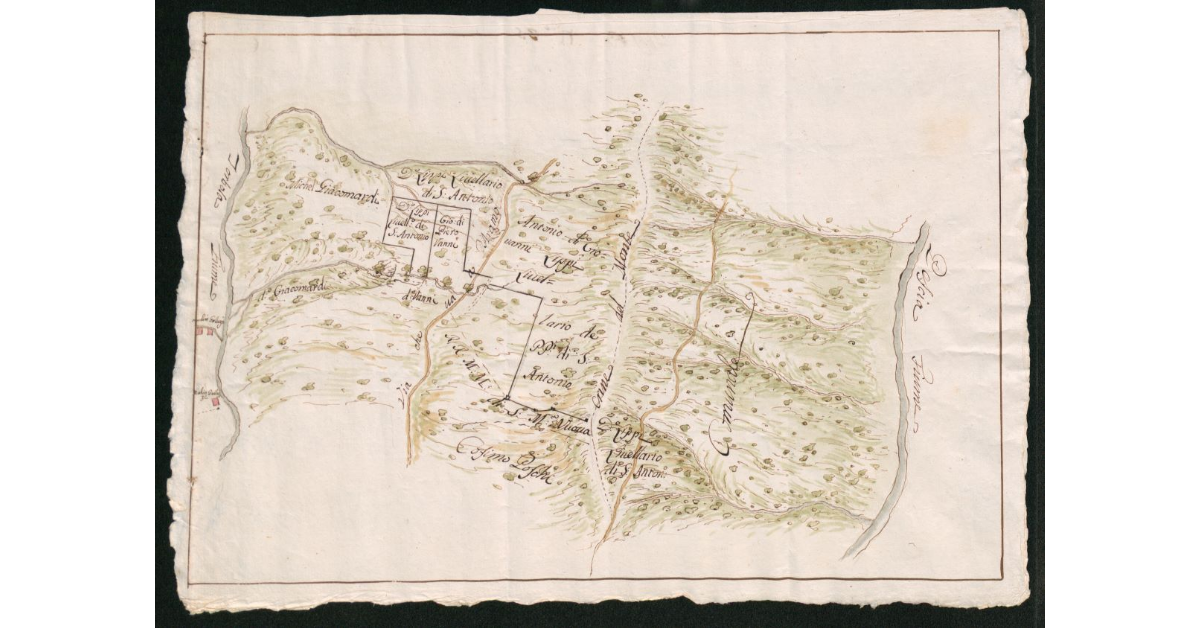 [Disegno dell'area di confine fra Pietrabuona e Aramo]