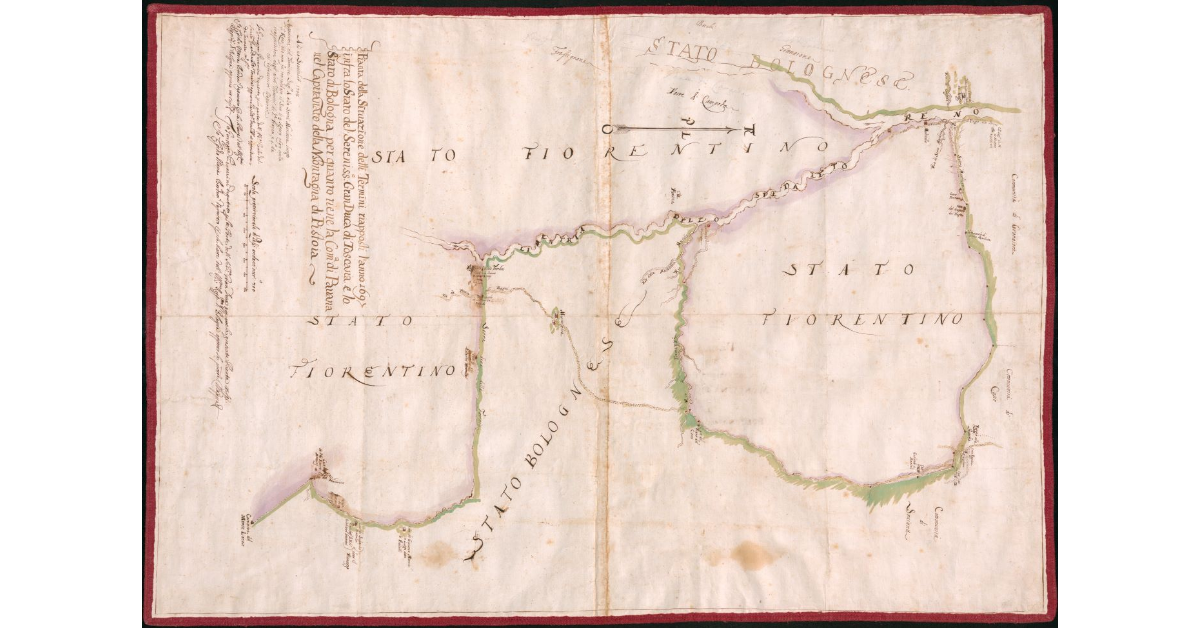 Pianta della Situazione delli Termini riapposti l'anno 1697 infra lo Stato del Sereniss. Gran Duca di Toscana e lo Stato di Bologna per quanto tiene la Com. di Pavana nel Capitanato della Montagna di Pistoia