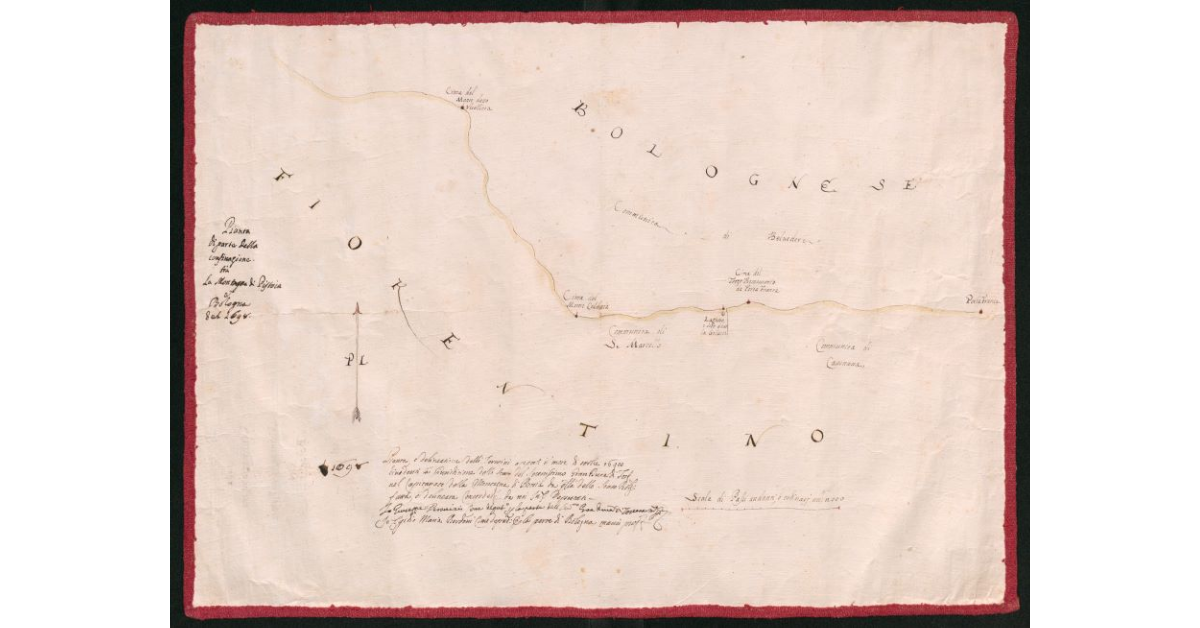 Pianta di parte della confinazione tra la montagna di Pistoia e Bologna del 1696