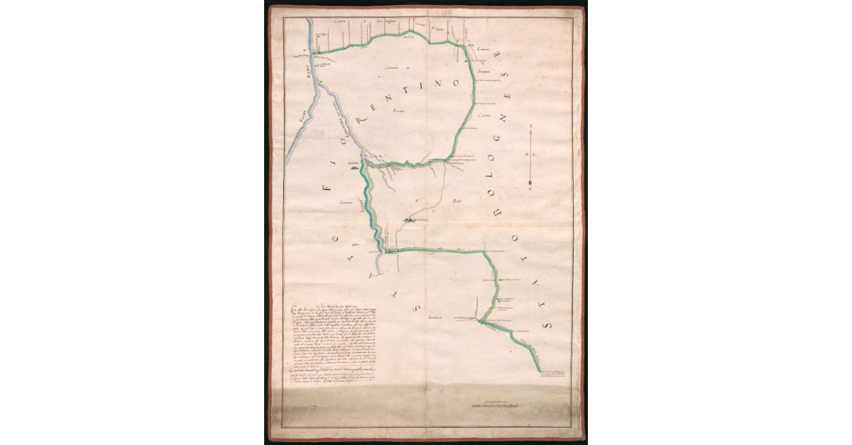 [Pianta del confine fra Granducato di Toscana e Stato di Bologna, presso Pavana, Sambuca e le comunità di Granaglione, Casio e Badi]