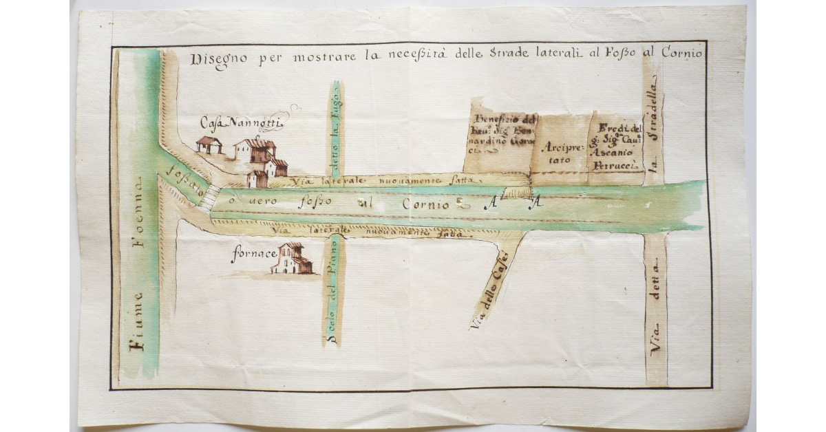Disegno per mostrare la necessità delle Strade laterali al Fosso al Cornio [a Torrita]