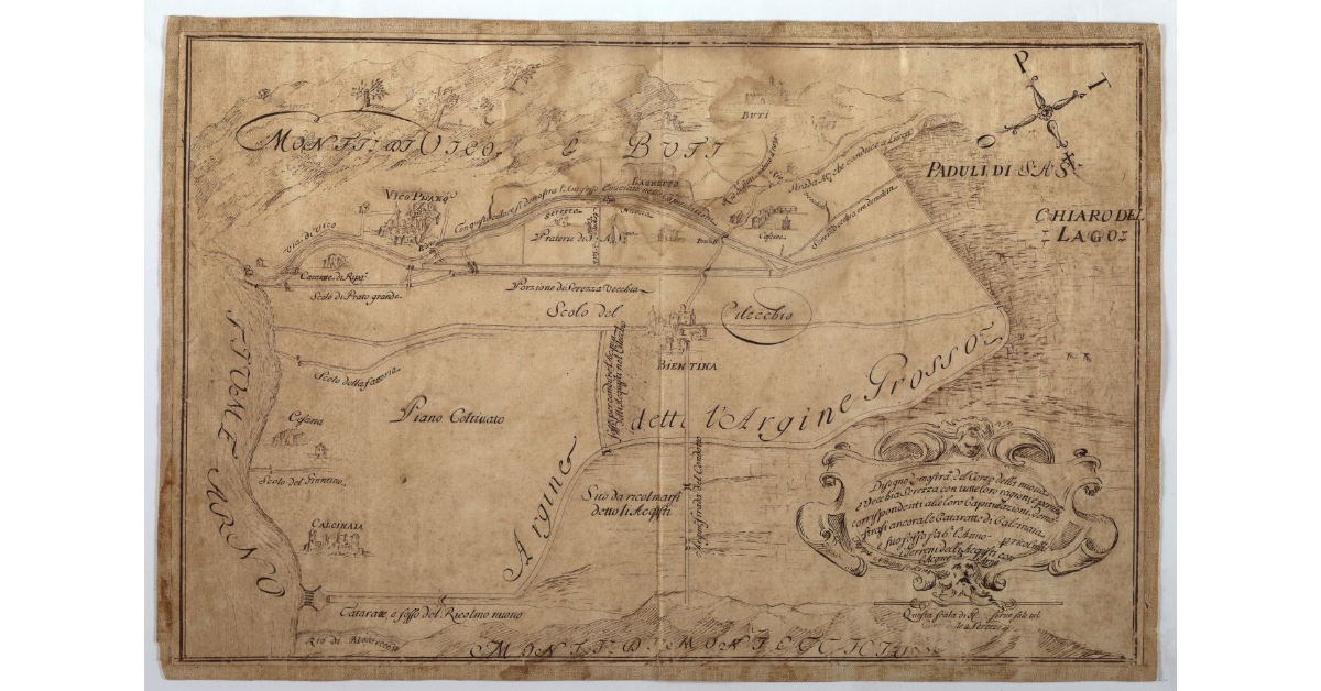 [Disegno dimostrativo del Corso della Nuova e Vecchia Serezza con tutte le loro ragioni e pertinenze corrispondenti alle loro Capitolazioni Dimostrasi ancora le Cataratte di Calcinaia e suo Fosso fabbricato per ricolmare i terreni degli Acquisti con l'acque dell'Arno]