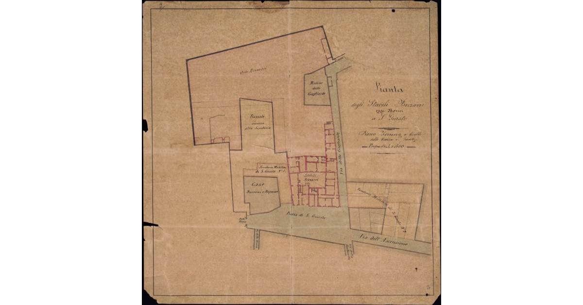 Pianta degli Stabili Bizzarri oggi Bonci a S. Giusto