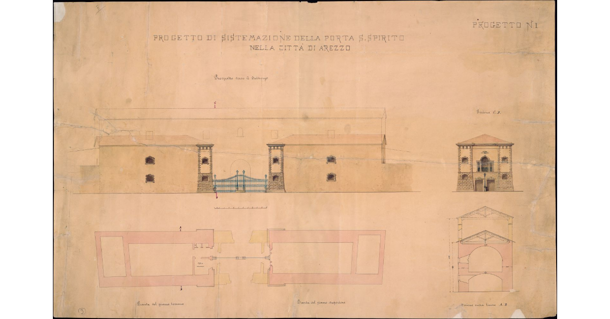Progetto di sistemazione della porta S. Spirito nella città di Arezzo