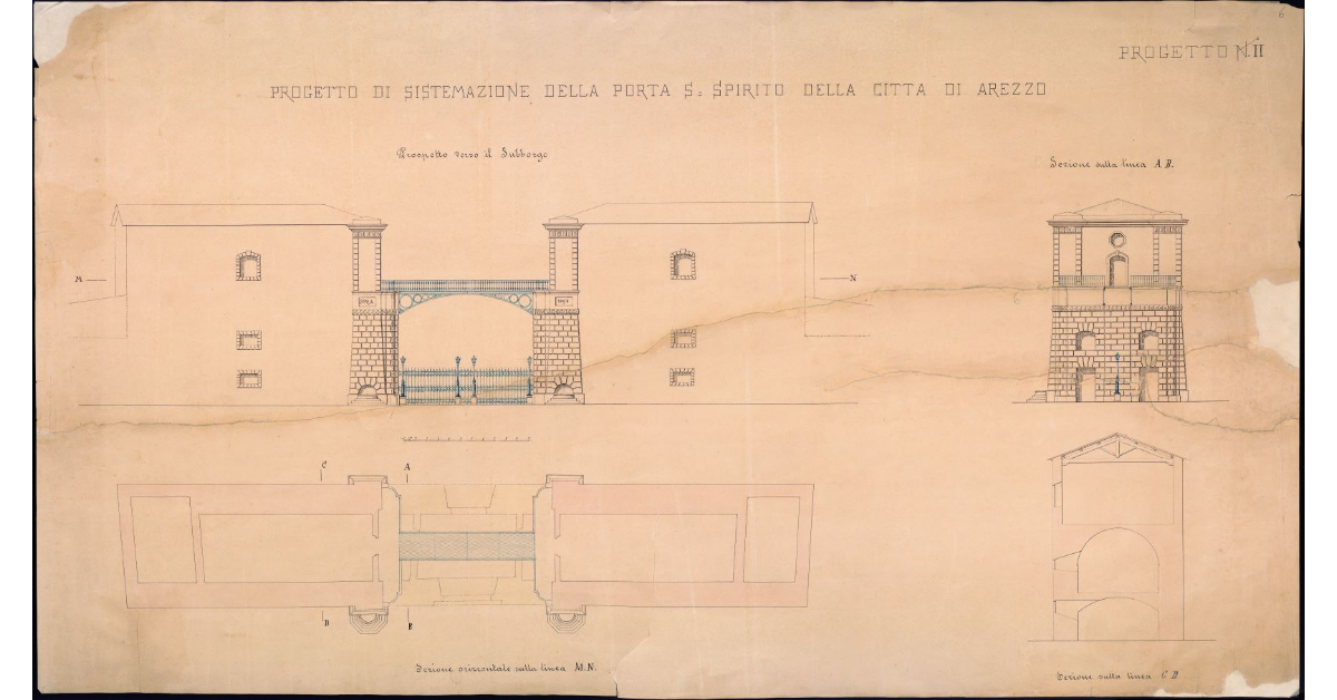 Progetto di sistemazione della porta S. Spirito della città di Arezzo