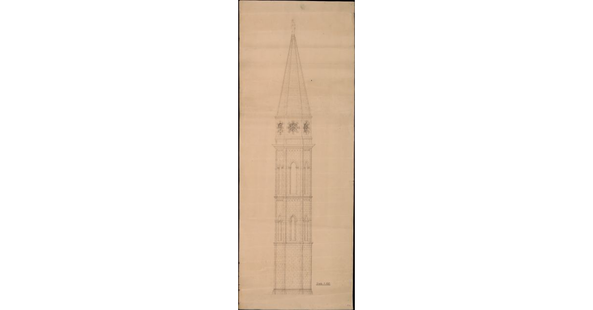 Disegno del Campanile del Duomo di Arezzo