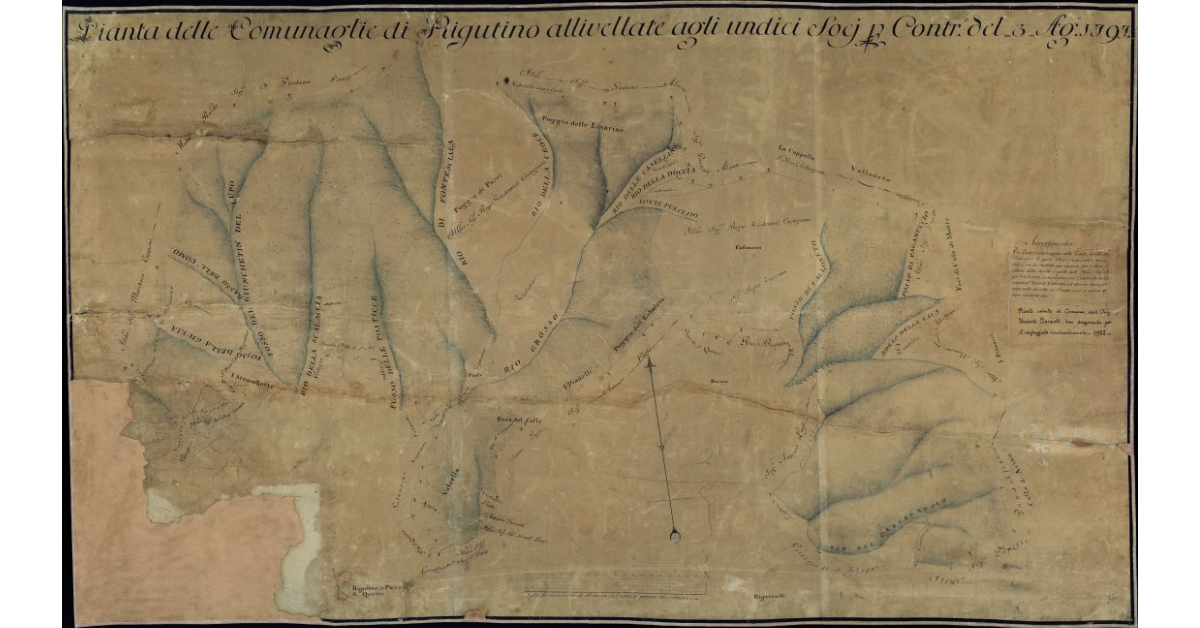 Pianta delle Comunaglie di Rigutino allivellate agli undici Soci per contratto del 3 Agosto 1797