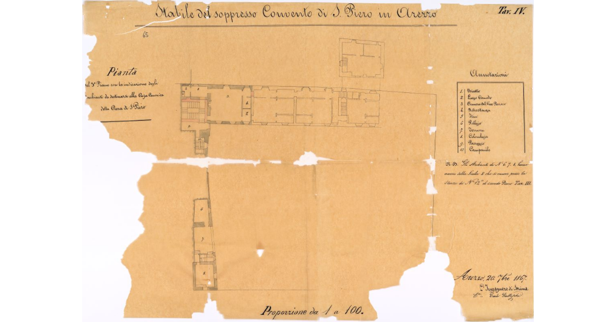 [Pianta del terzo piano dello stabile del soppresso convento di S. Piero ad Arezzo]