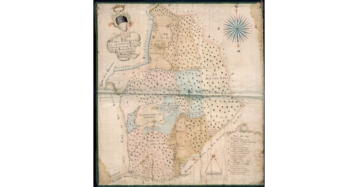 Pianta Topografica di tutto il Territorio della Corte di Schianta Vicariato della Pieve di Santo Stefano