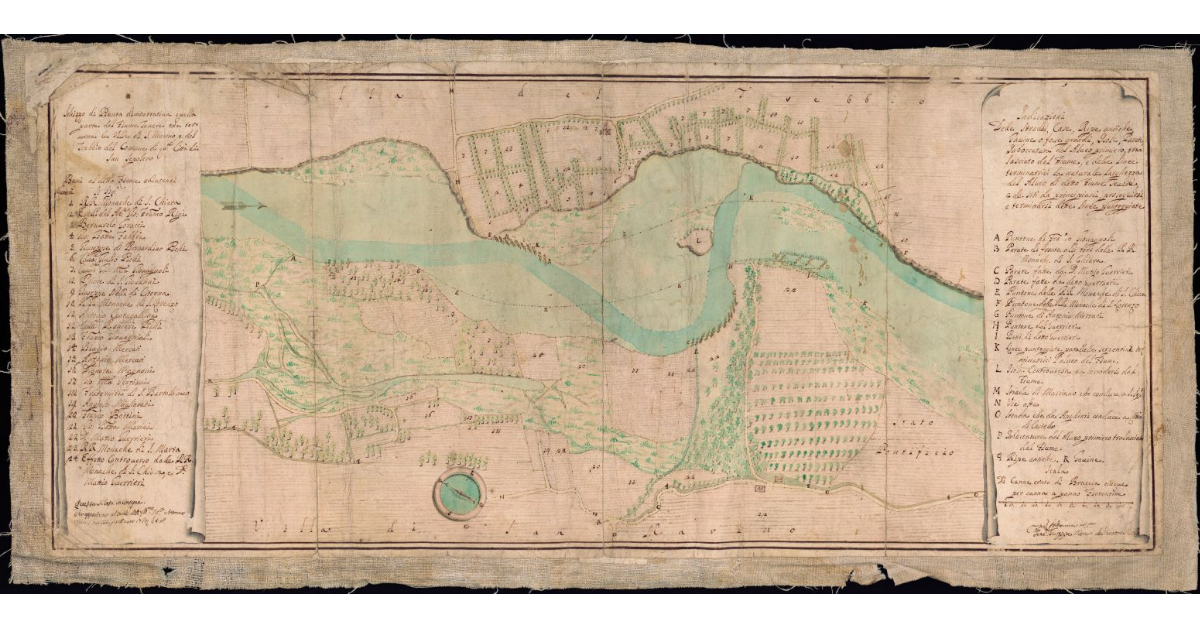 Schizzo di Pianta dimostrativa quella parte del Fiume Tevere che termina le Ville di S. Marino, e del Trebbio del Comune di questa Città di S. Sepolcro