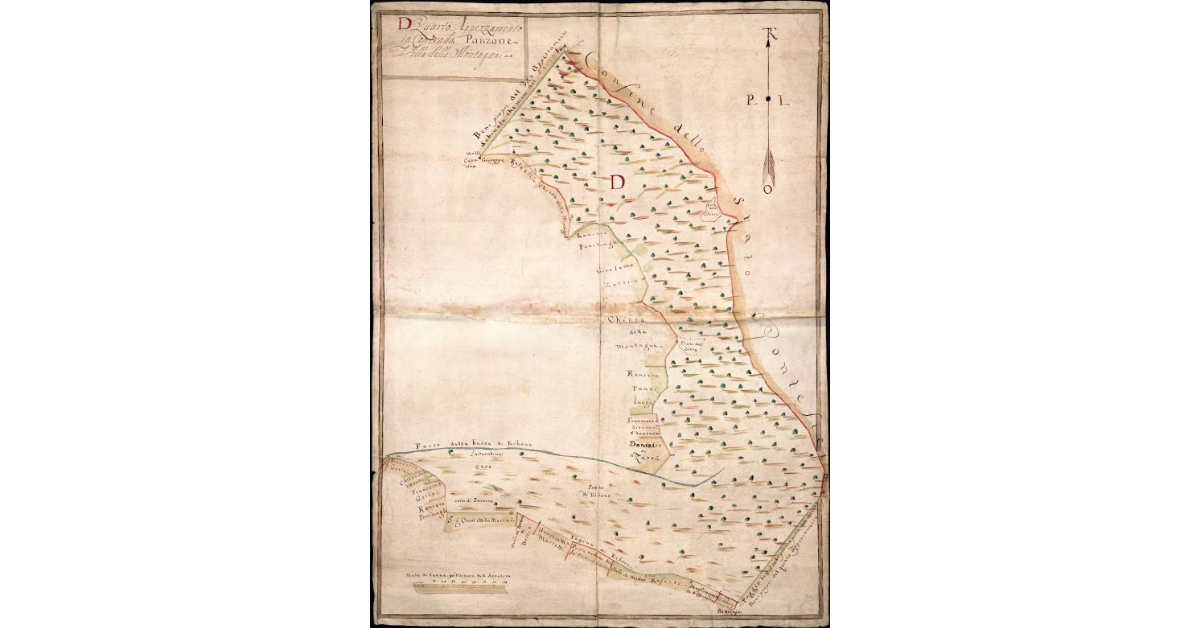 [Pianta del quarto appezzamento posto in contrada Panzone Villa della Montagna]