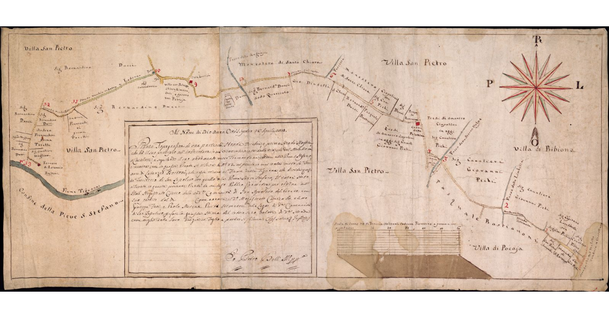 [Pianta topografica di un tratto della della vecchia strada Maestra che conduce alla Pieve S. Stefano]