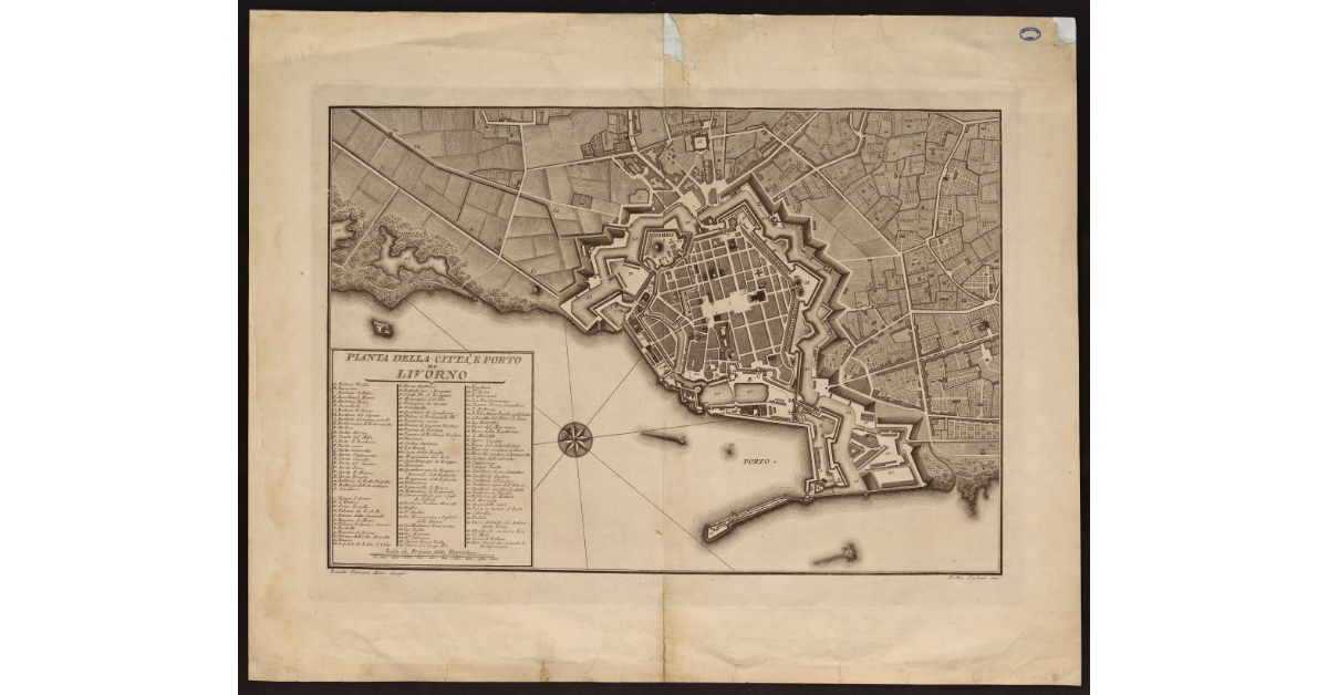 Pianta della città e porto di Livorno
