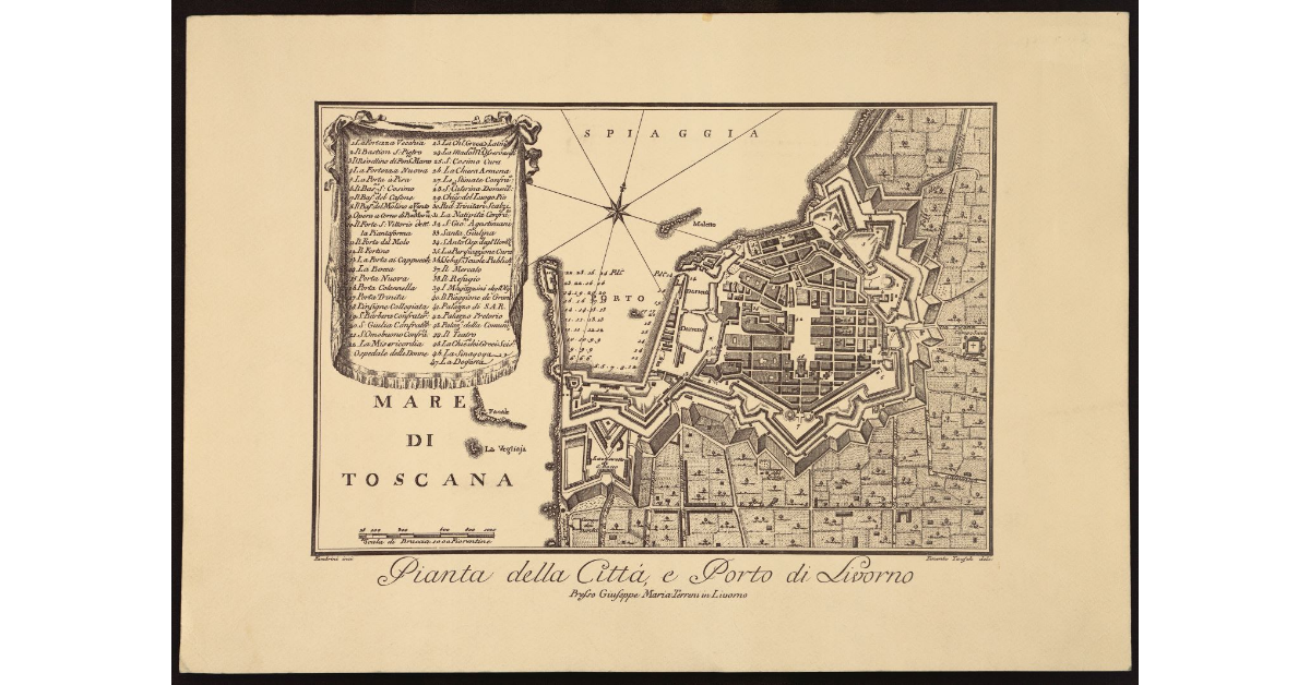 Pianta della città e porto di Livorno
