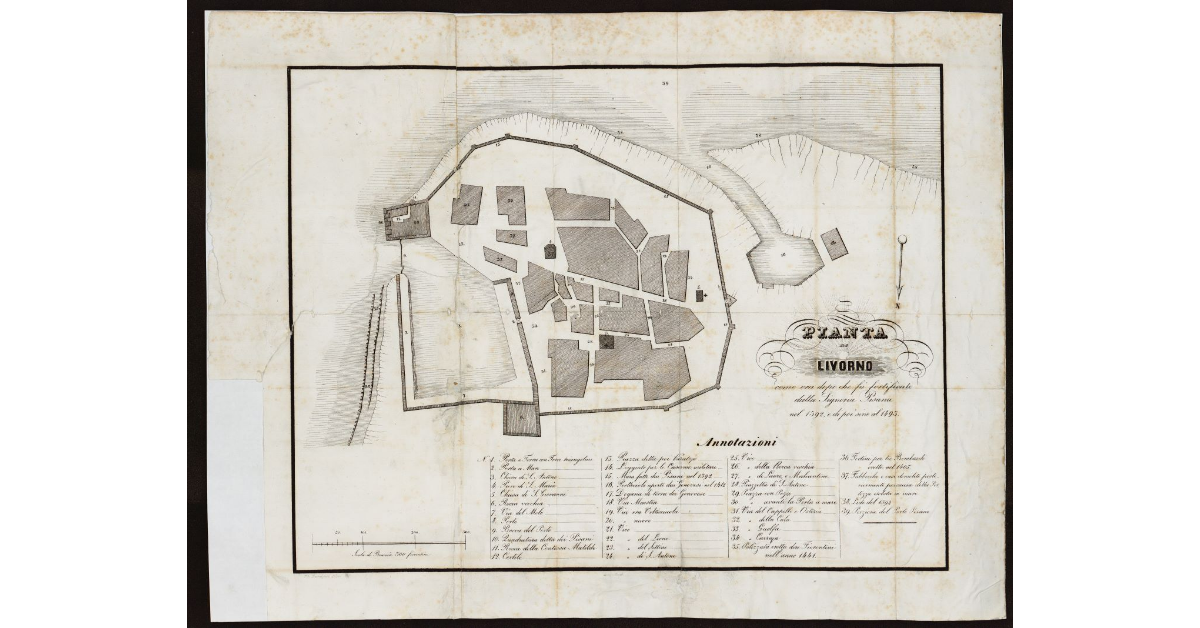 Pianta di Livorno come era dopo che fu fortificata dalla Signoria Pisana nel 1392 e di poi sino al 1495