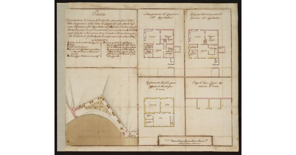 [Pianta dimostrante il progetto di rialzamento del Quartiere dell'Appaltatore, di fuori porta Cappuccini, nei pressi della Casina dell'Ostriche a Livorno]