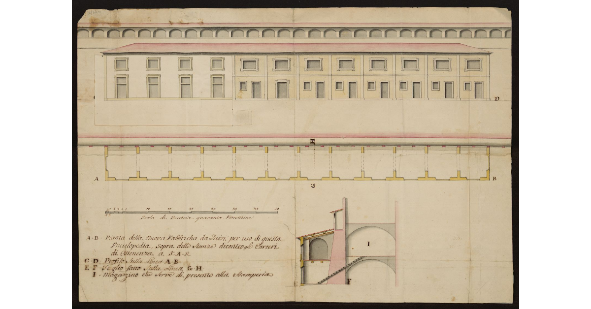 Pianta della nuova fabbrica da farsi per uso di questa Enciclopedia [a Livorno]