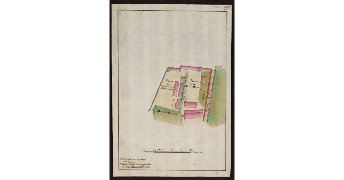 [Pianta della piazza ove si costruiscono i bastimenti davanti alla Porta Murata a Livorno]