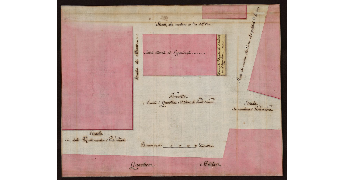 [Piazzetta avanti i quartieri militari di Porta Nuova a Livorno]