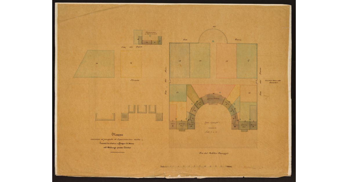Mappa annessa al progetto di liquidazione della Società dei Casini e Bagni di Mare all'Ardenza, presso Livorno
