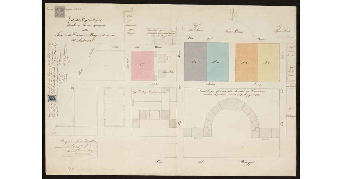 Pianta geometrica di alcuni terreni spettanti alla Società de Casini e Bagni di mare all'Ardenza