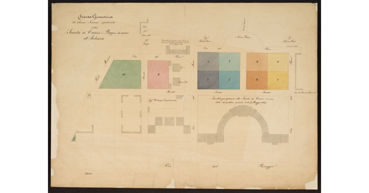 Pianta geometrica di alcuni terreni spettanti alla Società de Casini e Bagni di mare all'Ardenza