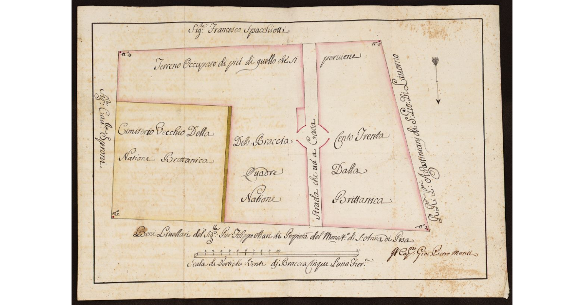 [Mappa della zona del cimitero britannico a Livorno]