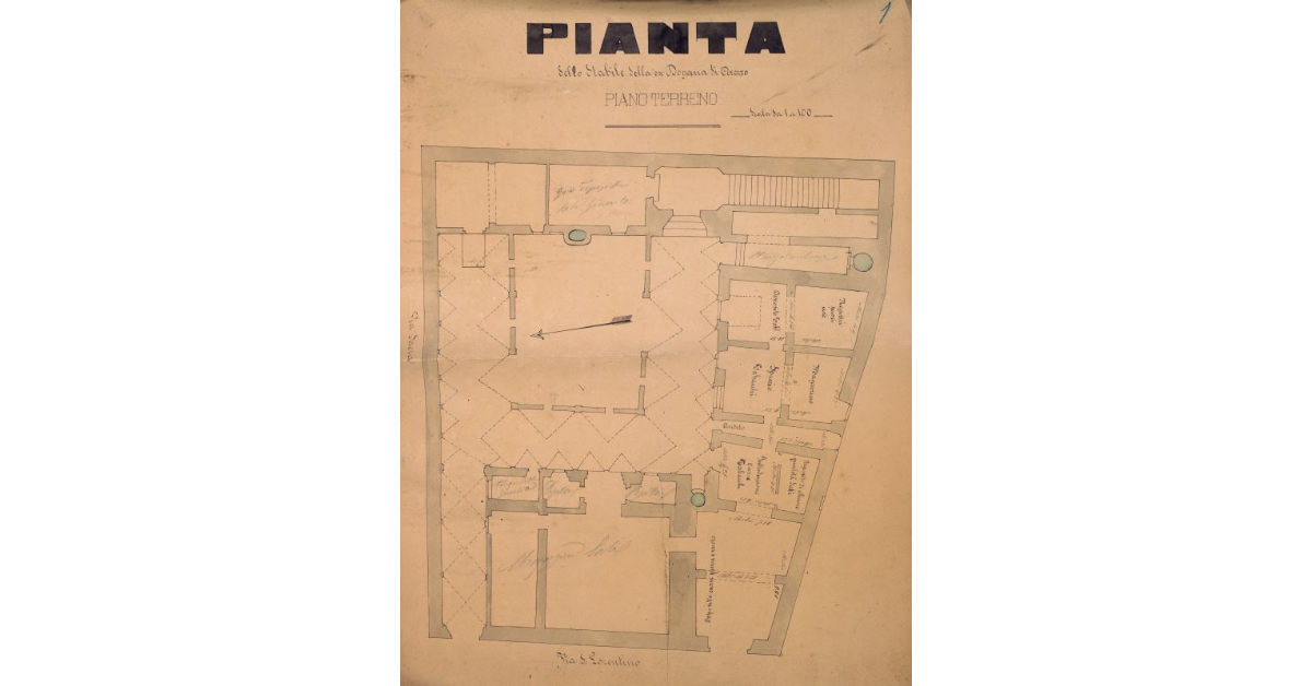 Pianta dello stabile della ex Dogana di Arezzo. Piano terreno