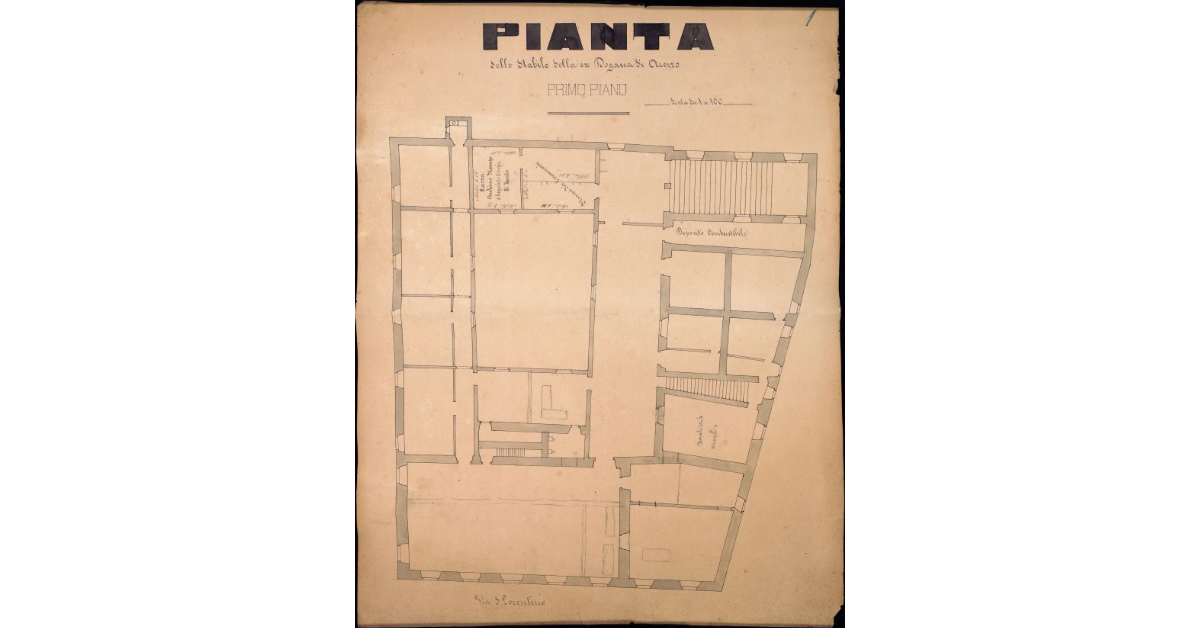 Pianta dello stabile dell'ex Dogana di Arezzo. Primo Piano