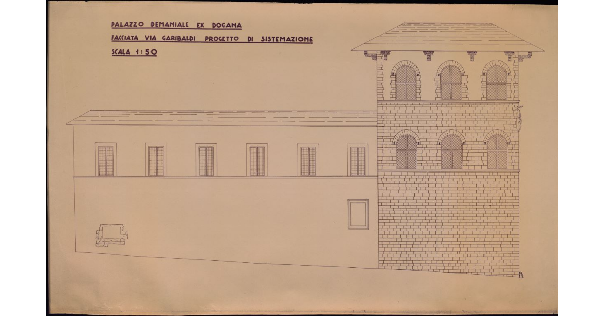 Palazzo demaniale ex Dogana. Facciata via Garibaldi progetto di sistemazione