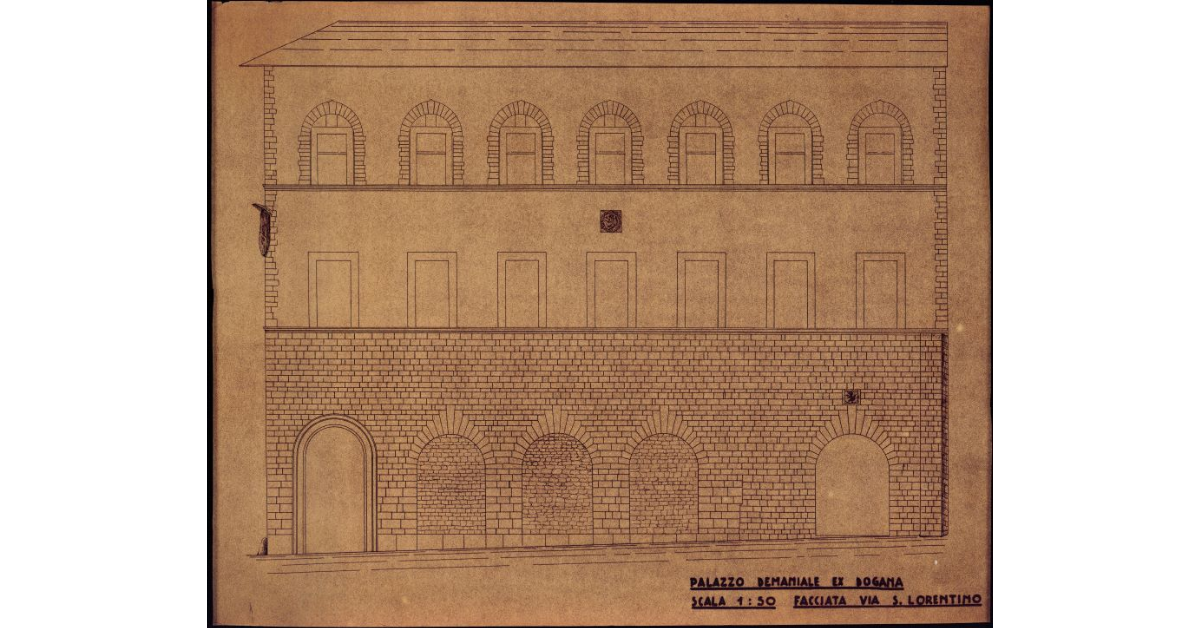 Palazzo demaniale ex Dogana. Facciata via S. Lorentino