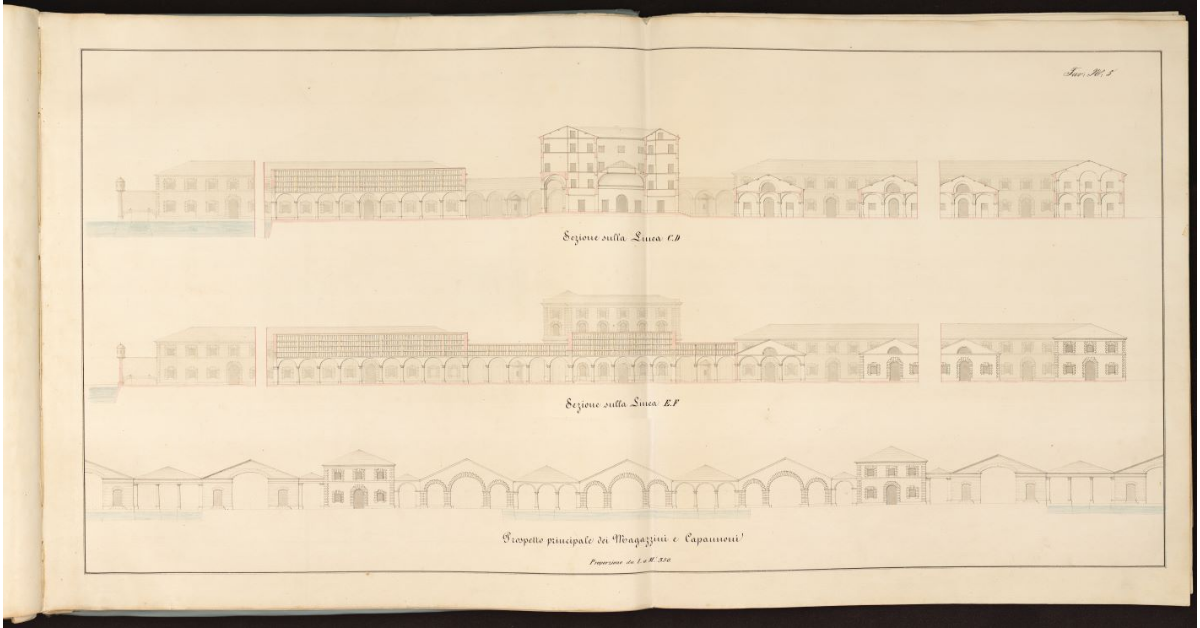 [Sezioni del progetto nel Porto di Livorno]