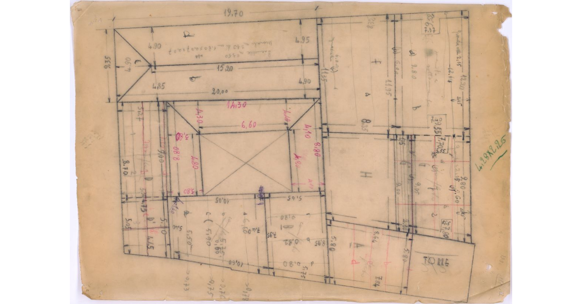 Pianta delle soffitte del Palazzo dell'ex Federazione Fascista di Arezzo