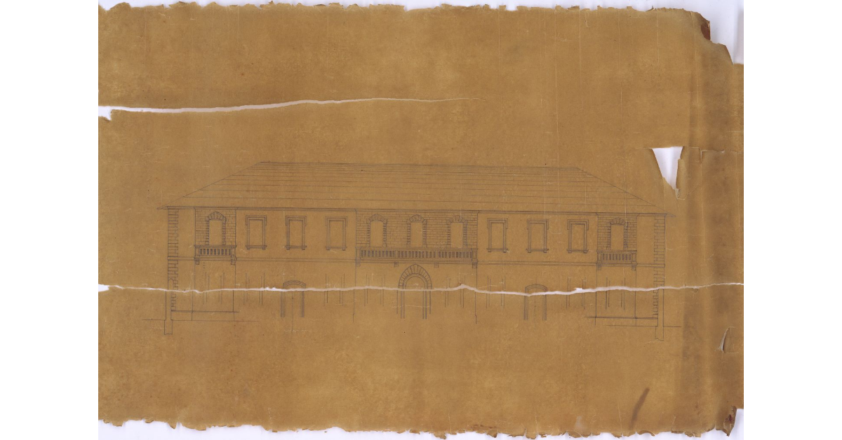 [Schizzo del prospetto dell'edificio anteriore]