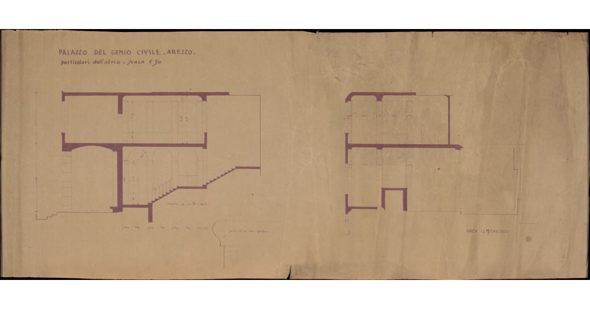 Palazzo del Genio Civile. Arezzo. Particolari dell'atrio
