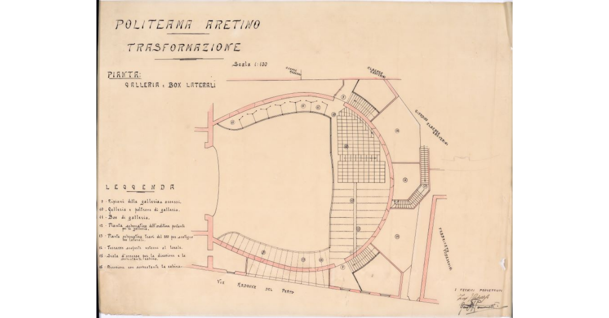 [Politeama aretino. Pianta della galleria e box laterali]
