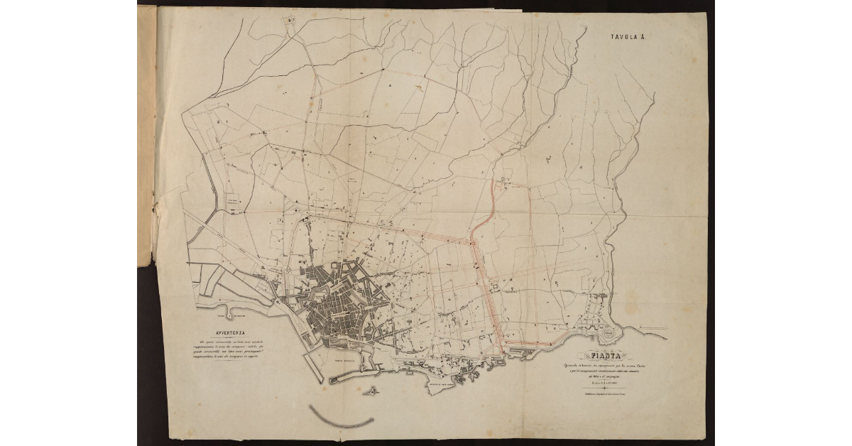 Pianta generale de' terreni da espropriarsi per la nuova cinta e per il conseguenziale riordinamento della rete stradale di città e di campagna [a Livorno]