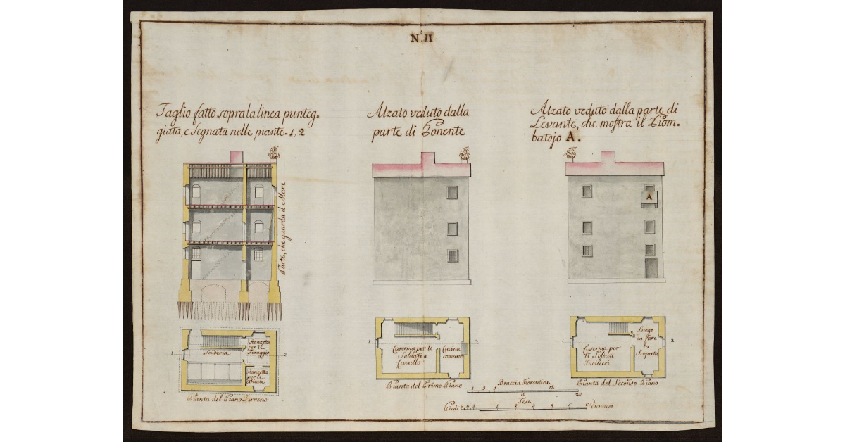 [Rialzamento delle casette dei quattro posti dei cavalleggeri lungo il litorale della dipendenza di Livorno]